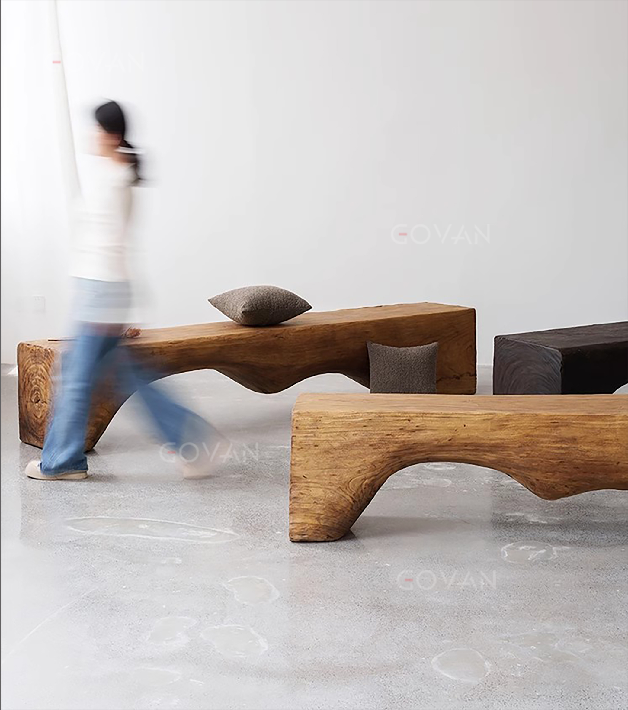 Wooden Furniture-Bench-Weathered Solid Wood Bench