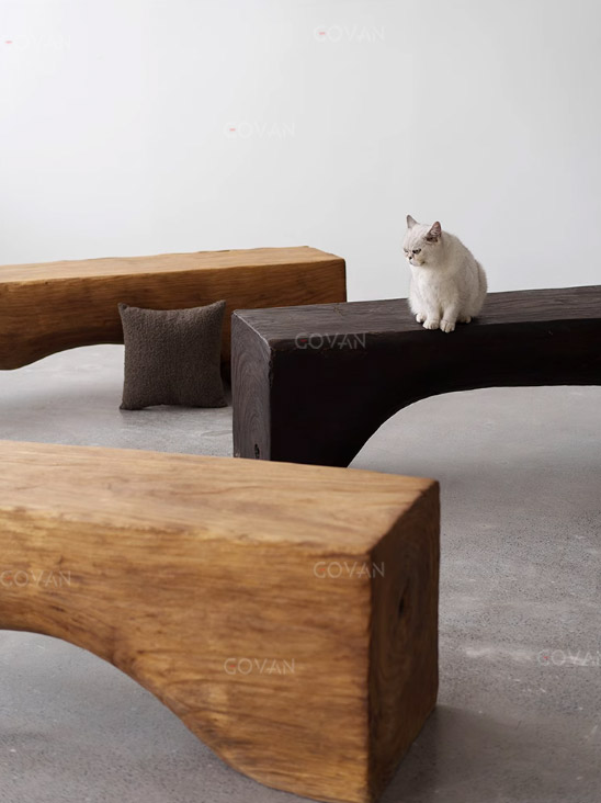 Wooden Furniture-Bench-Weathered Solid Wood Bench