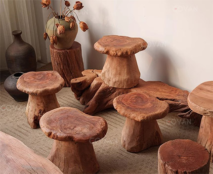 Wooden Furniture-Bench-Solid Wood Mushroom Stool