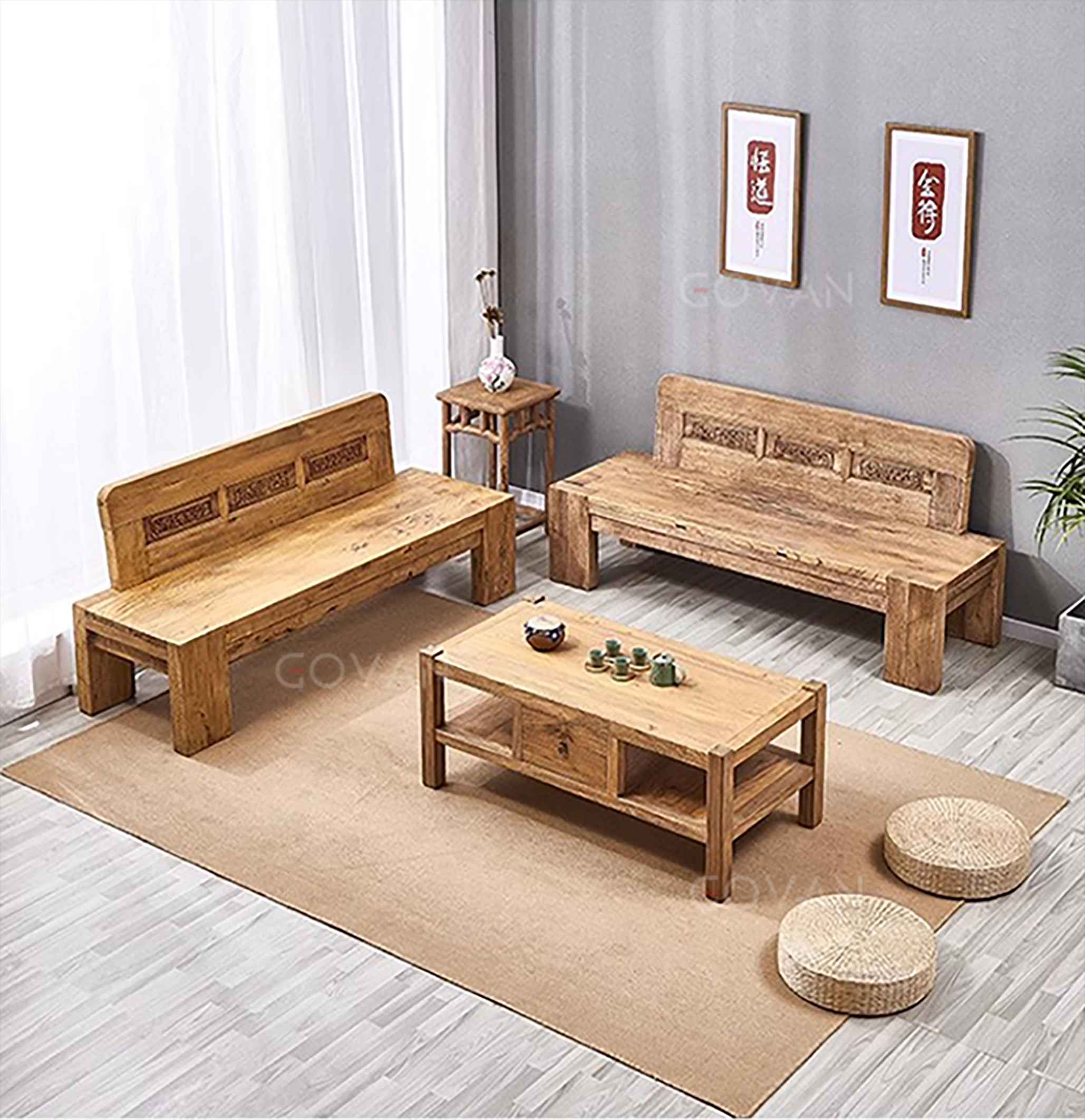 Wooden Furniture-Bench-Vintage Elm Sofa Chair