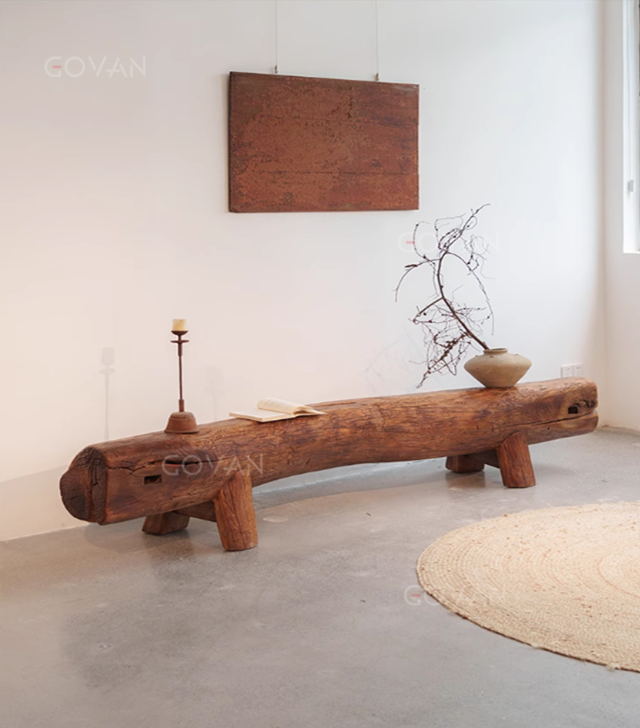 Wooden Furniture-Bench-Century Old House Beams And Wooden Benches