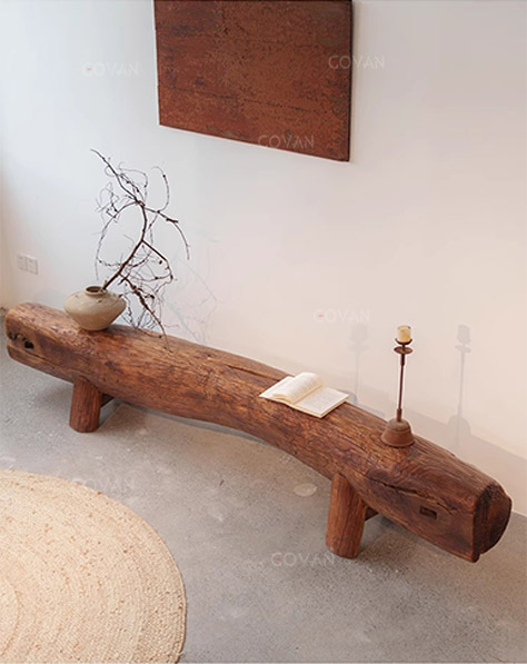 Wooden Furniture-Bench-Century Old House Beams And Wooden Benches