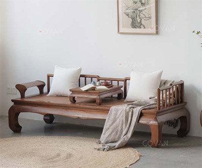 Wooden Furniture-Bench-New Chinese Old Elm Arhat Bench