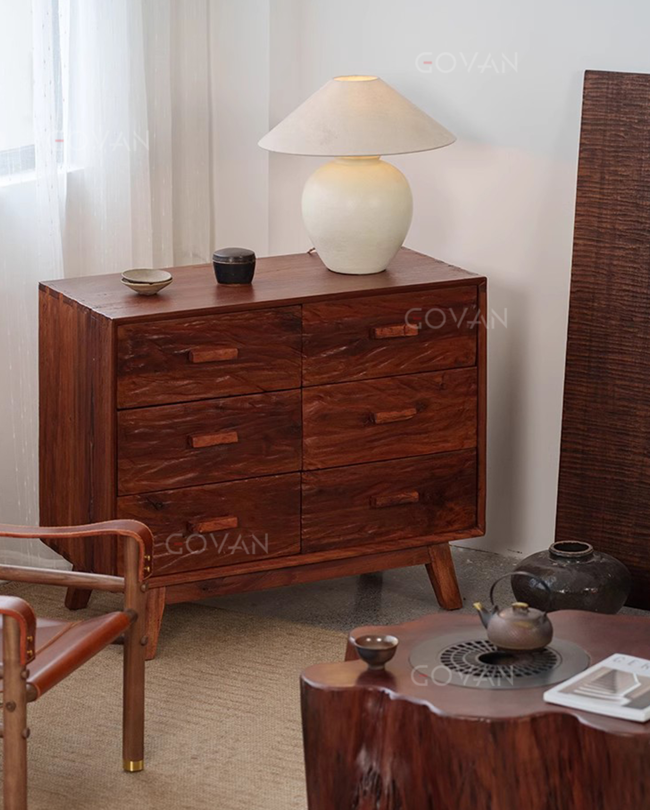 Wooden Furniture-Bedside Cupboard-Solid Wood Six-Bucket Cabinet
