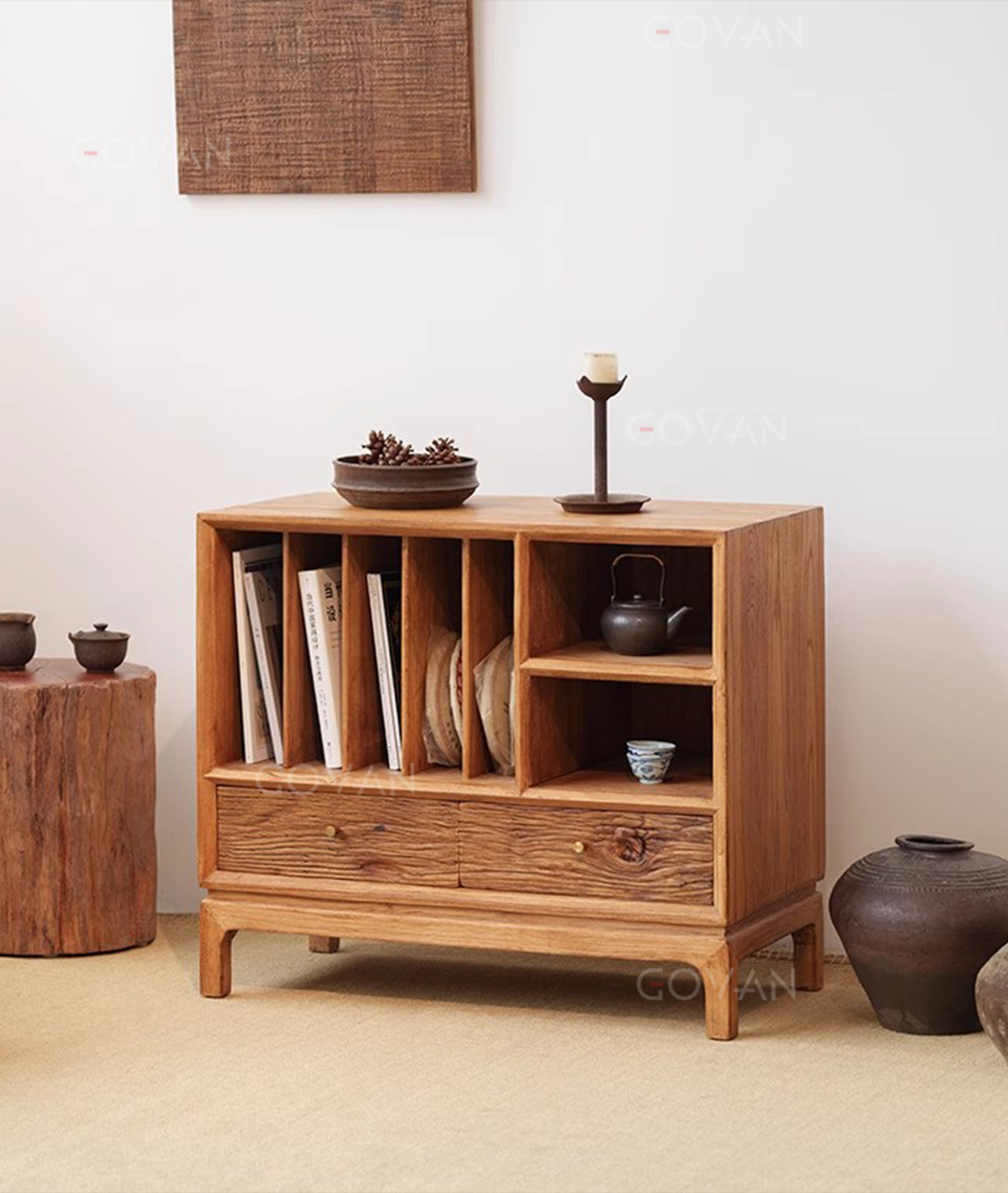 Wooden Furniture-Bedside Cupboard-Surprise Quiet Wind Solid Wood Low Cabinet