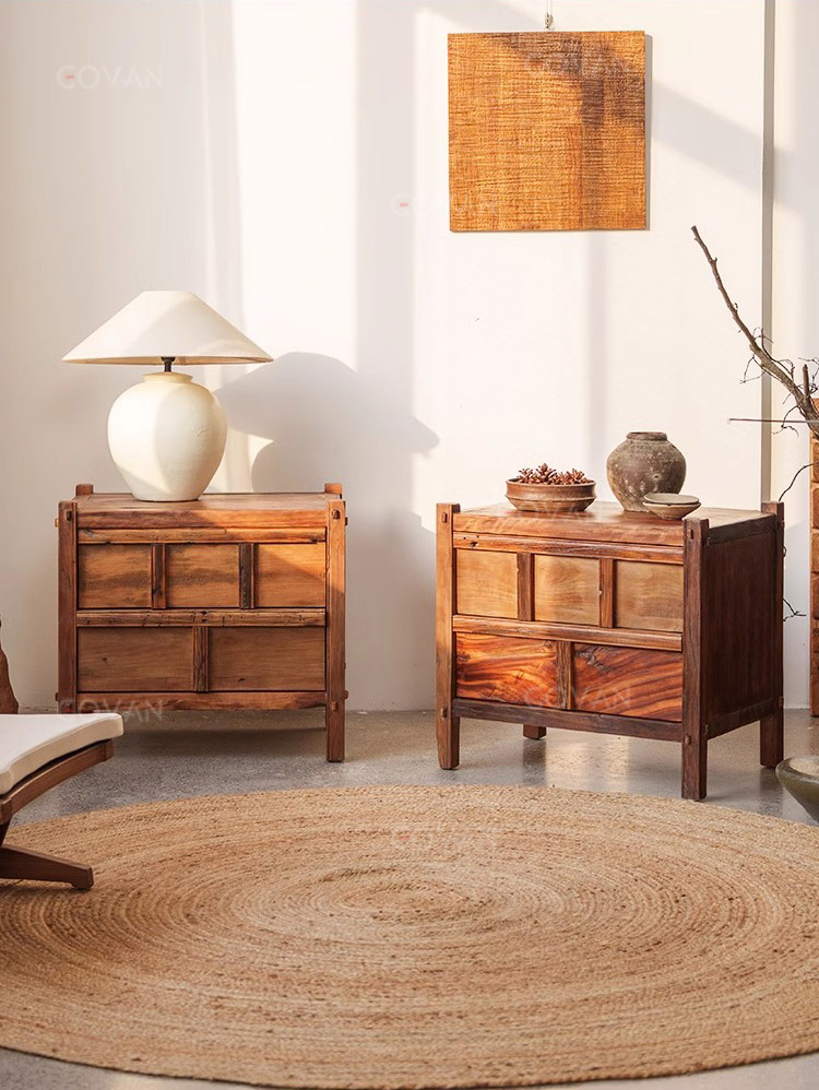 Wooden Furniture-Bedside Cupboard-Japanese Nightstand