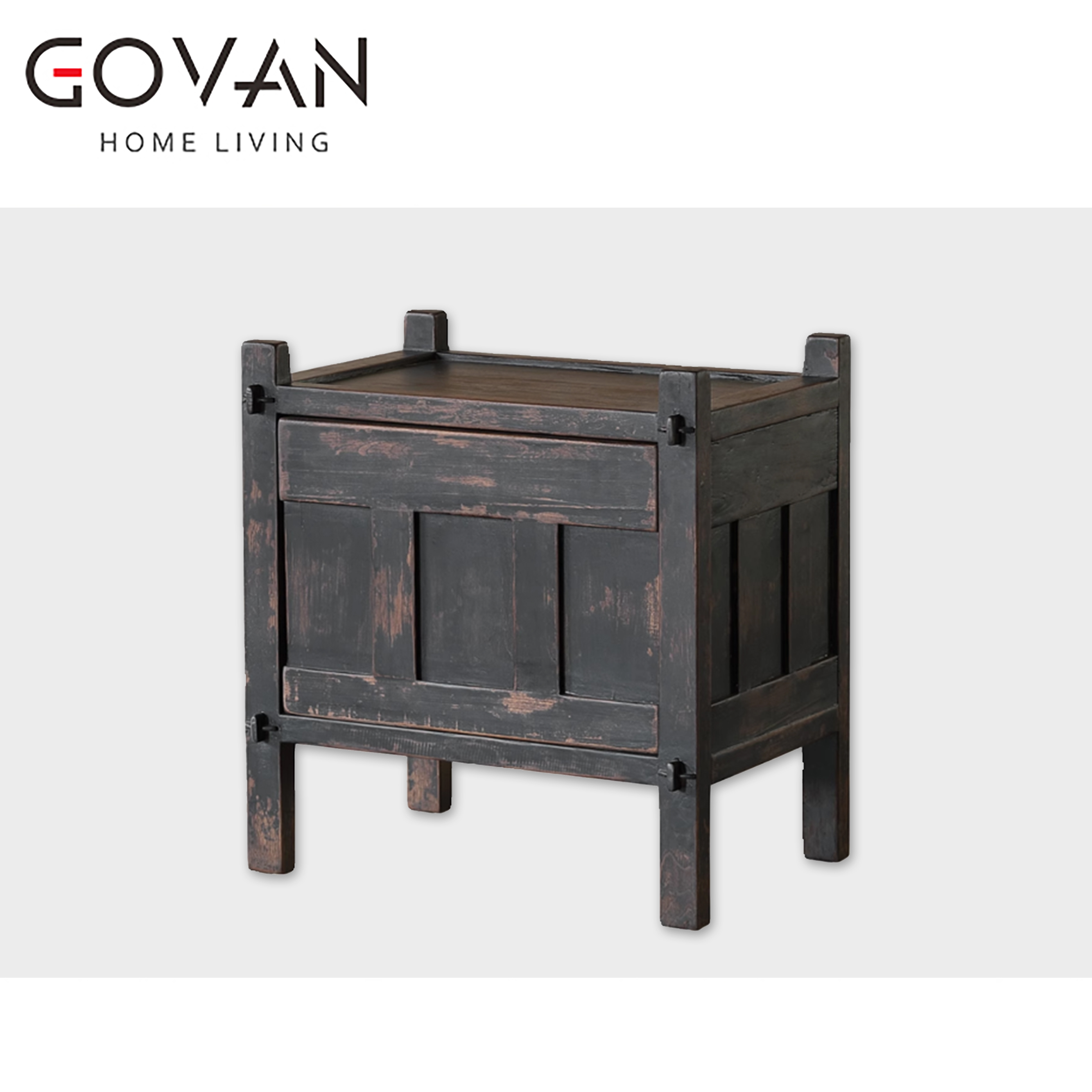 Wooden Furniture-Bedside Cupboard-Surprise Silent Wind Old Wood Vintage Nightstand