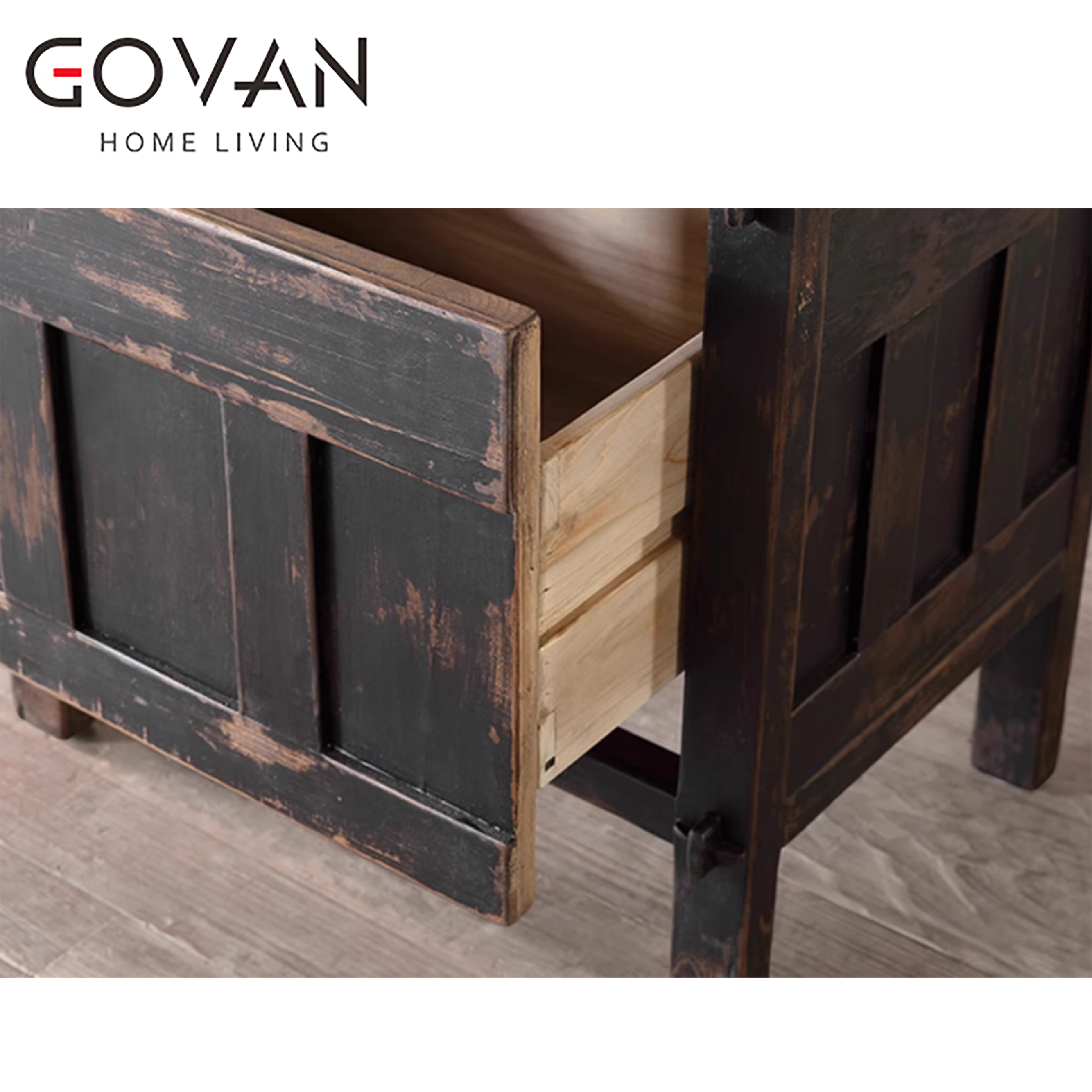 Wooden Furniture-Bedside Cupboard-Surprise Silent Wind Old Wood Vintage Nightstand