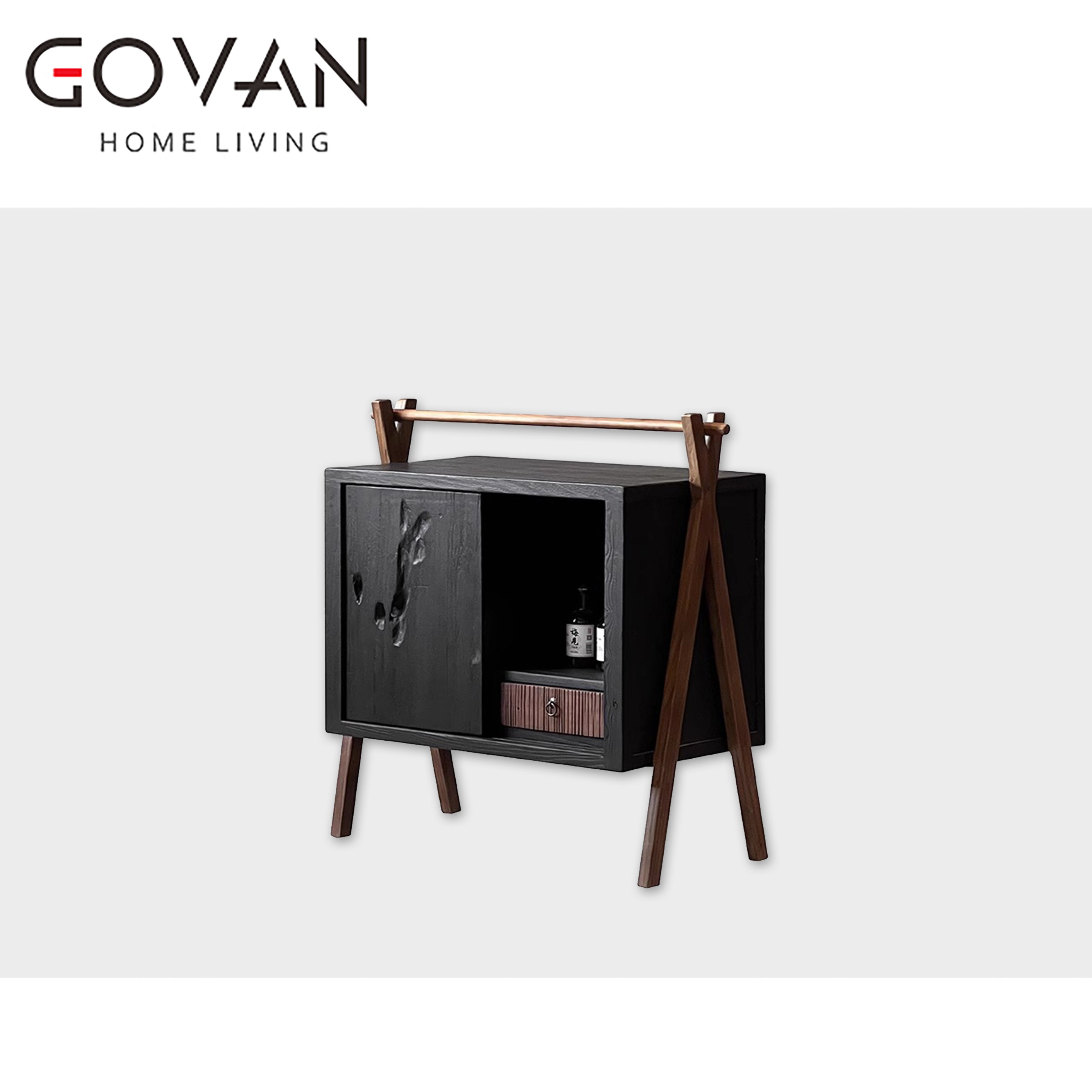 Wooden Furniture-Sideboard-Carbonized Black Solid Wood Cabinet