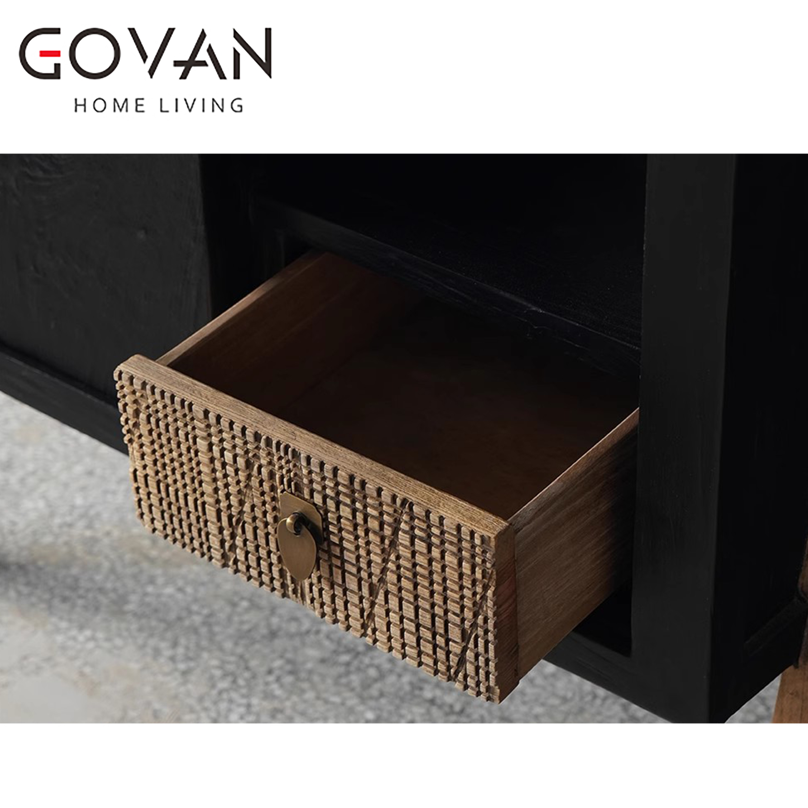 Wooden Furniture-Sideboard-Carbonized Black Solid Wood Cabinet