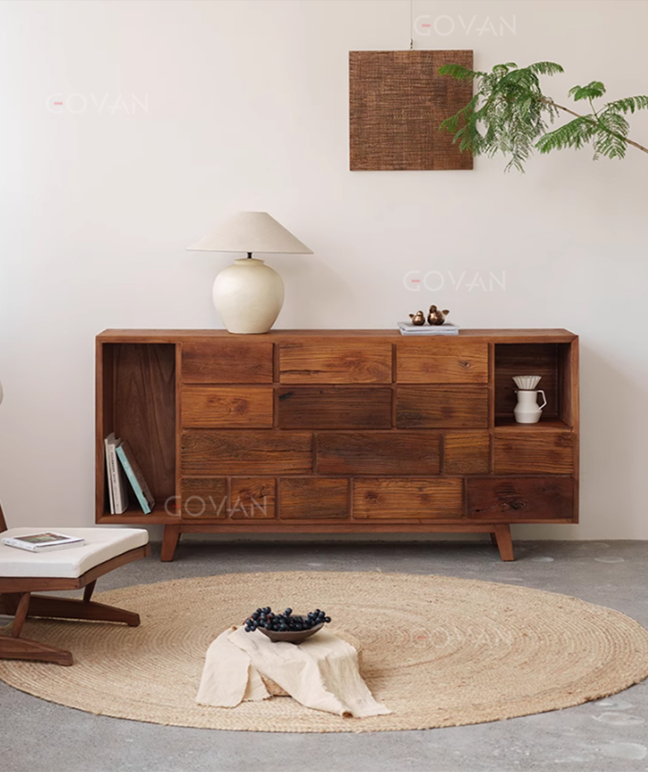 Wooden Furniture-Sideboard-Retro Zen Decorated Porch Cabinet