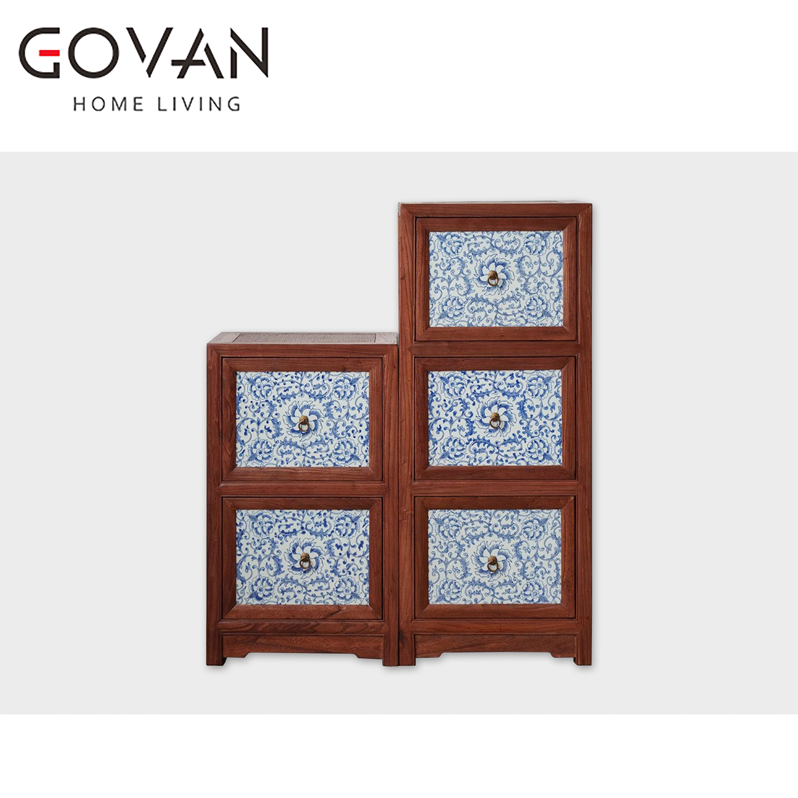 Wooden Furniture-Sideboard-Classic Blue And White Porcelain Cabinet