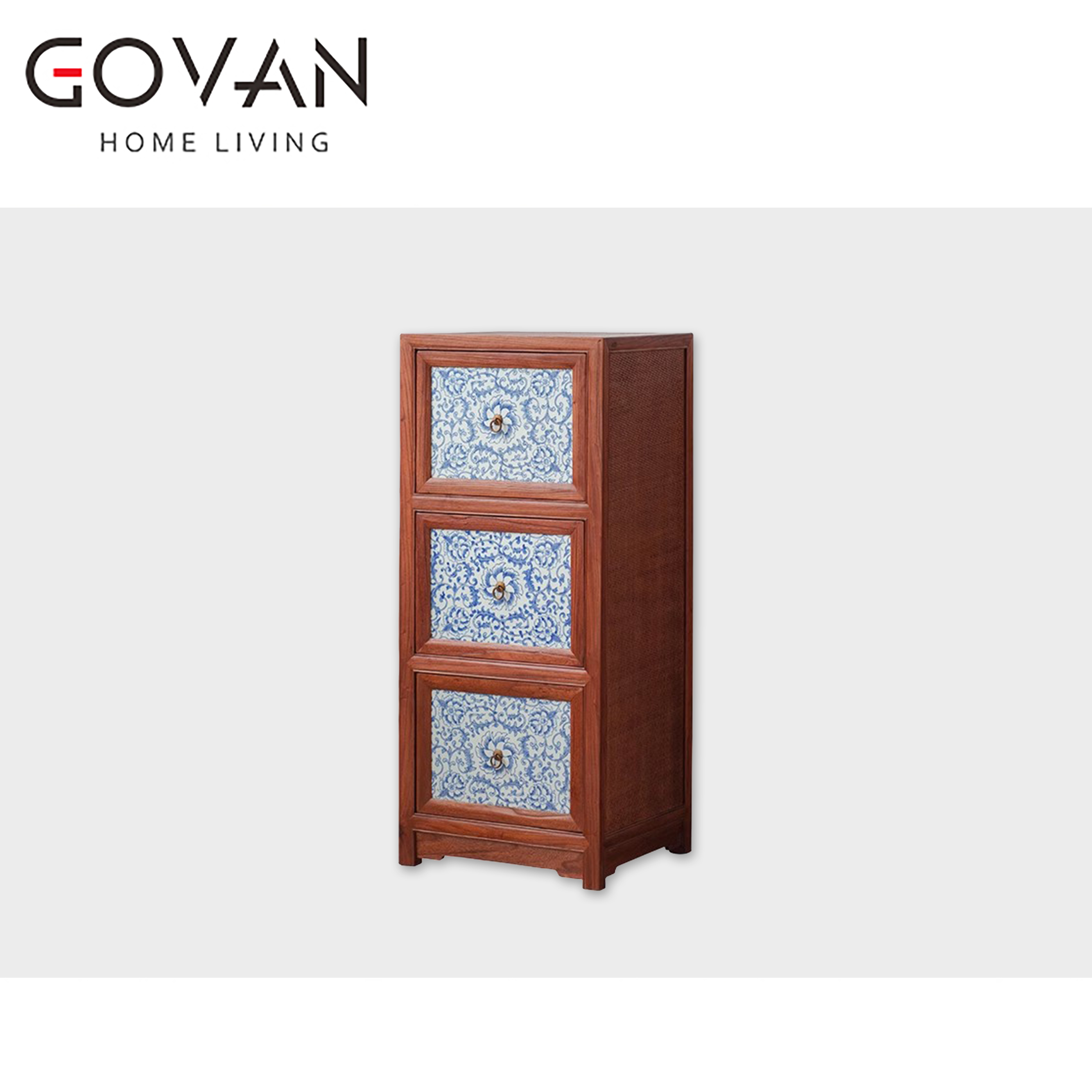 Wooden Furniture-Sideboard-Classic Blue And White Porcelain Cabinet