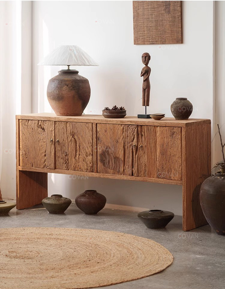 Wooden Furniture-Sideboard-Old Elm Door Panel Wall Cabinet