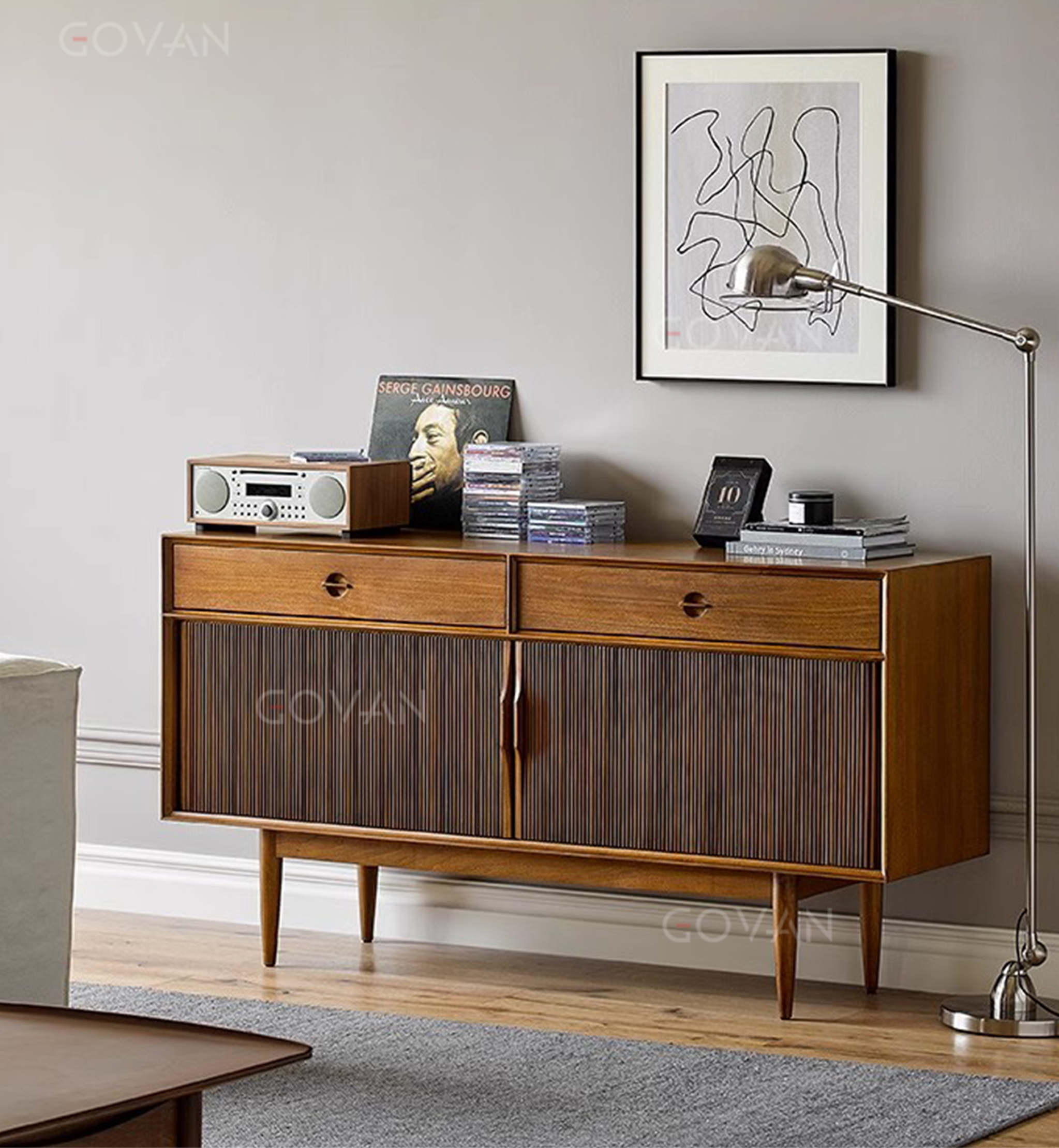 Wooden Furniture-Sideboard-Vintage Solid Wood Bucket Cabinet 1