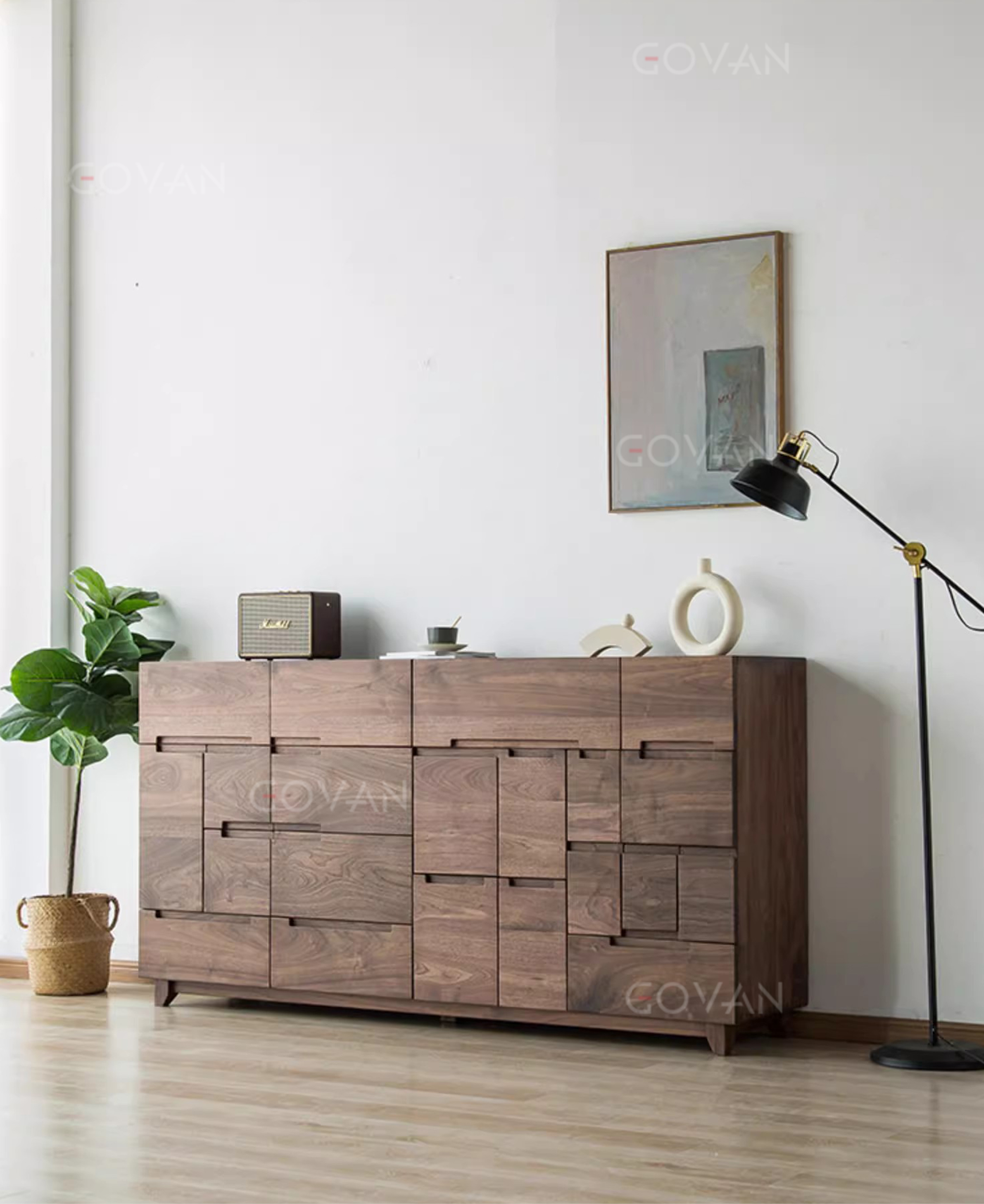 Wooden Furniture-Sideboard-Black Walnut Multi-Fight Cabinet