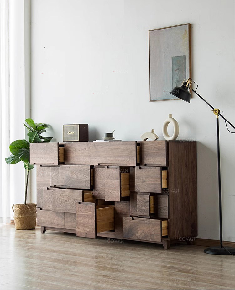 Wooden Furniture-Sideboard-Black Walnut Multi-Fight Cabinet