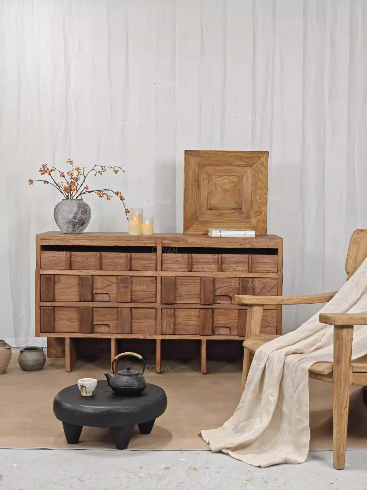 Wooden Furniture-Sideboard-Surprise Quiet Wind Solid Wood Bucket Cabinet
