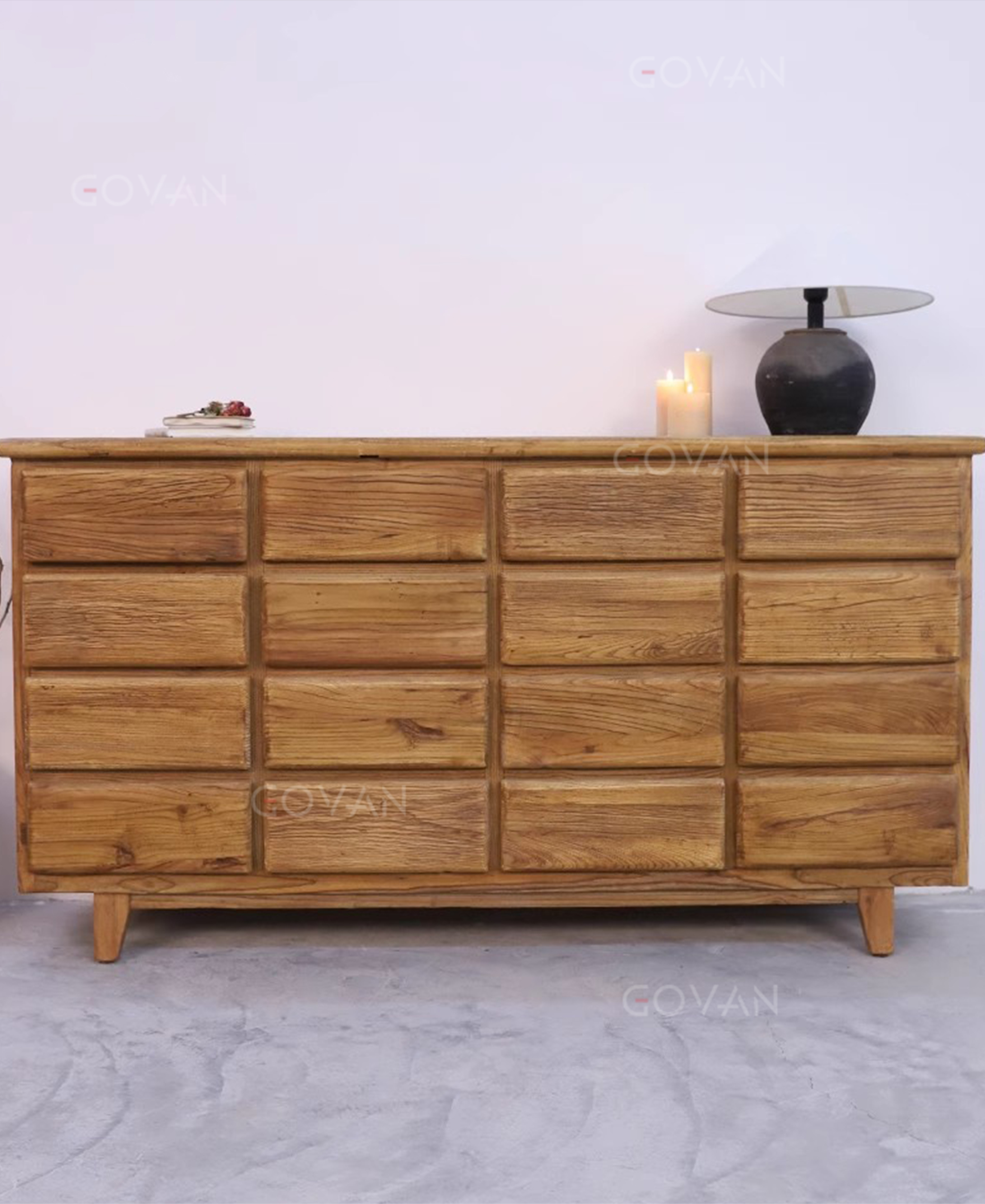 Wooden Furniture-Sideboard-Surprise Quiet Wind Old Elm Side Cabinet