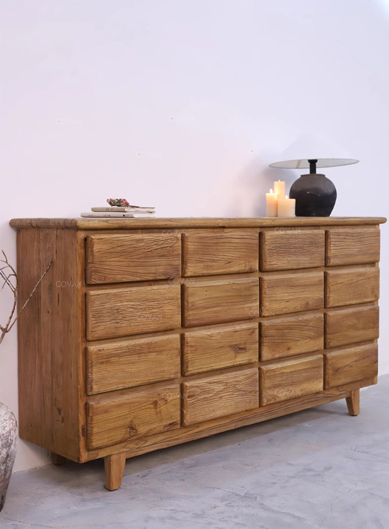 Wooden Furniture-Sideboard-Surprise Quiet Wind Old Elm Side Cabinet