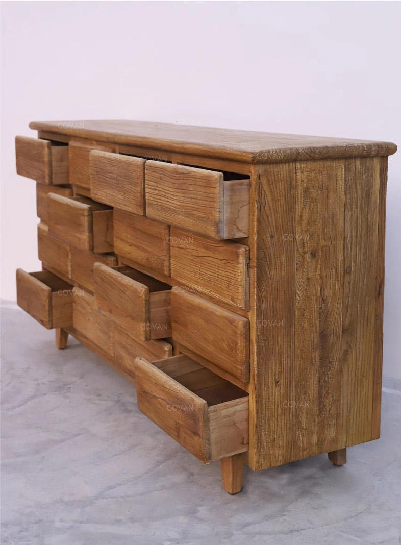Wooden Furniture-Sideboard-Surprise Quiet Wind Old Elm Side Cabinet