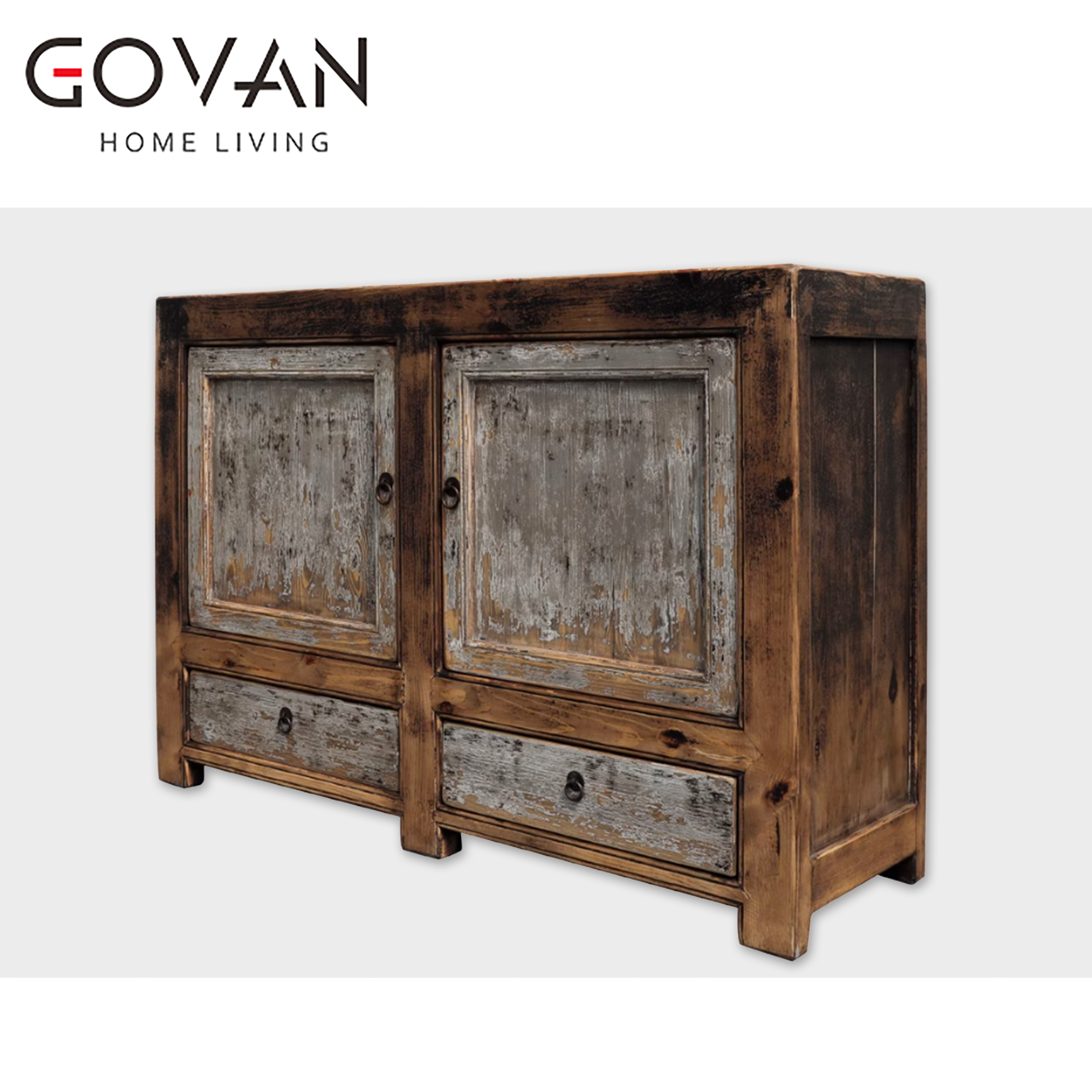 Wooden Furniture-Sideboard-Antique Solid Wood Two-Door Side Cabinet