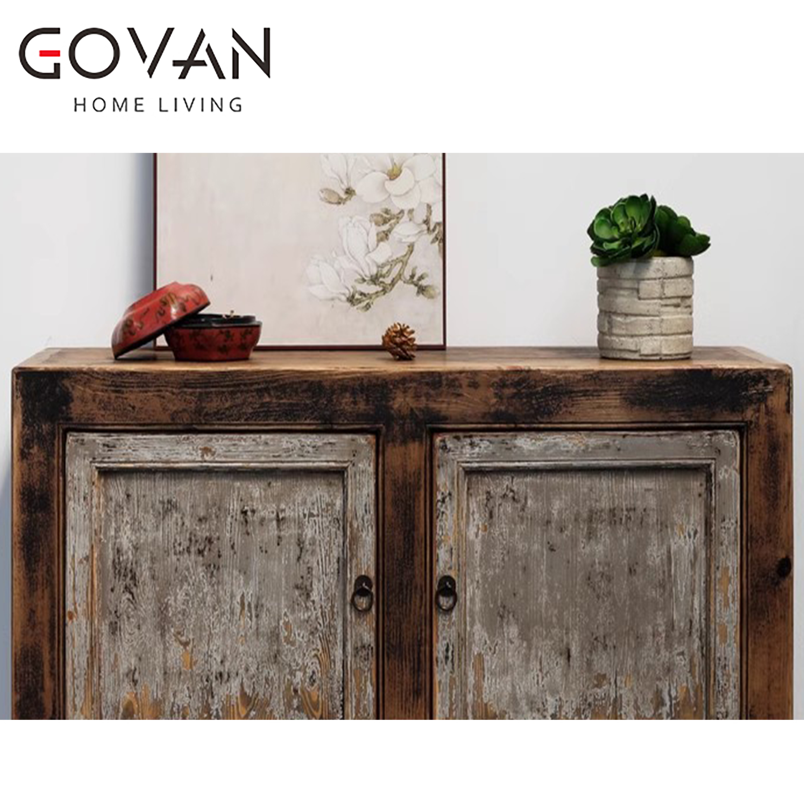 Wooden Furniture-Sideboard-Antique Solid Wood Two-Door Side Cabinet