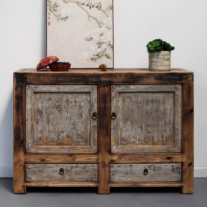 Wooden Furniture-Sideboard-Antique Solid Wood Two-Door Side Cabinet