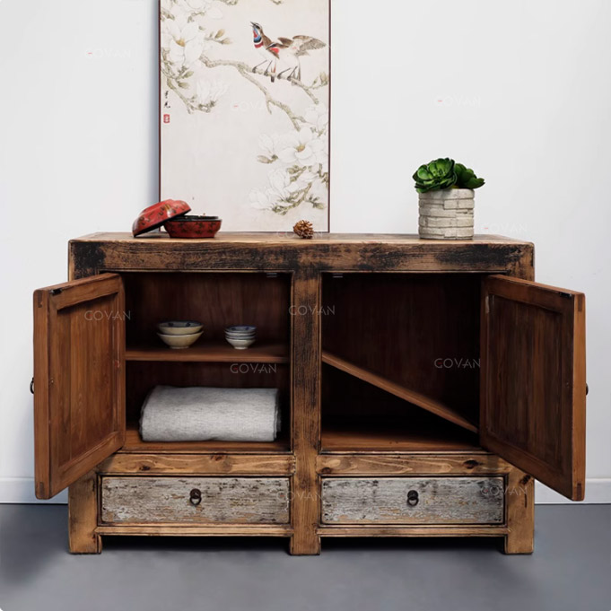 Wooden Furniture-Sideboard-Antique Solid Wood Two-Door Side Cabinet