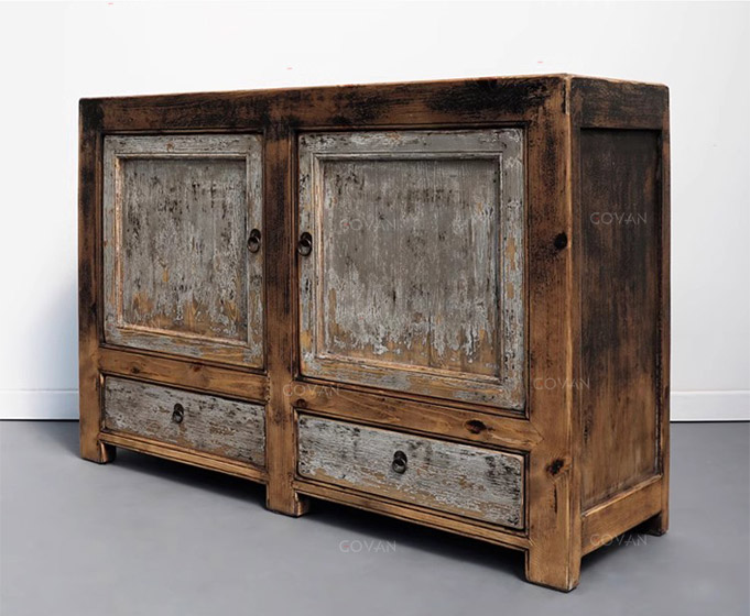Wooden Furniture-Sideboard-Antique Solid Wood Two-Door Side Cabinet