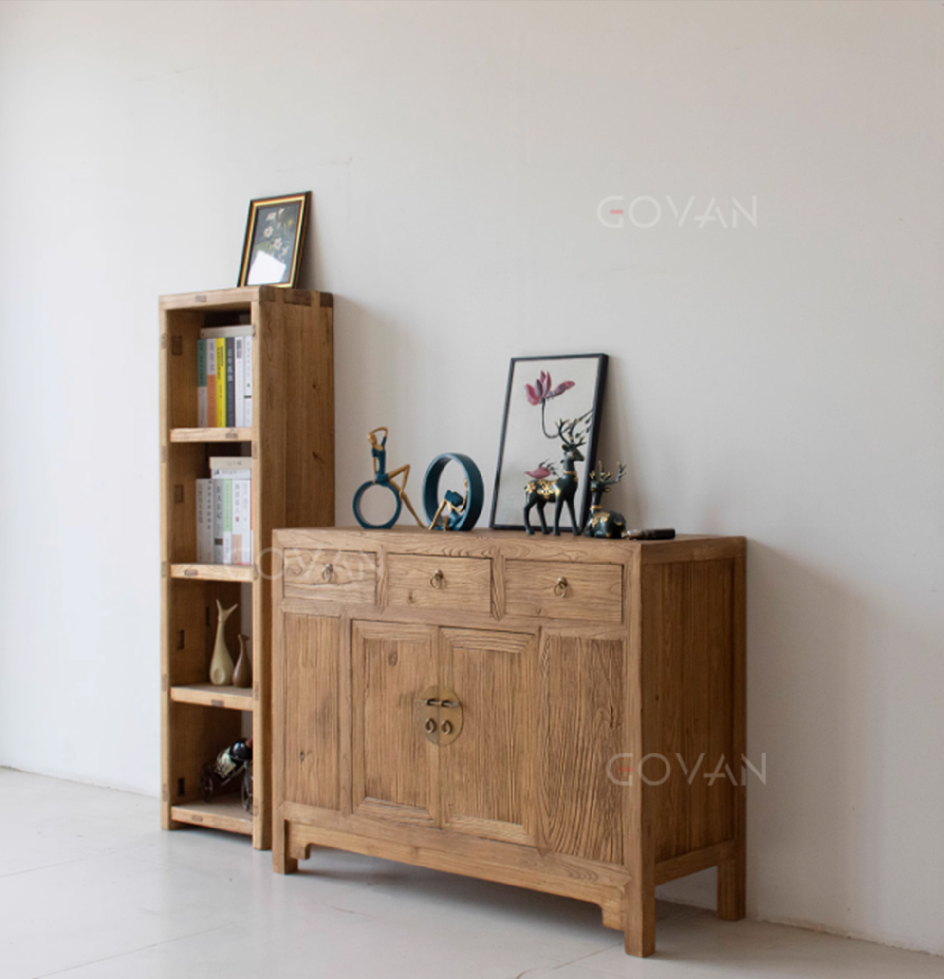 Wooden Furniture-Sideboard-Old Elm Door Panel Wall Cabinet 1