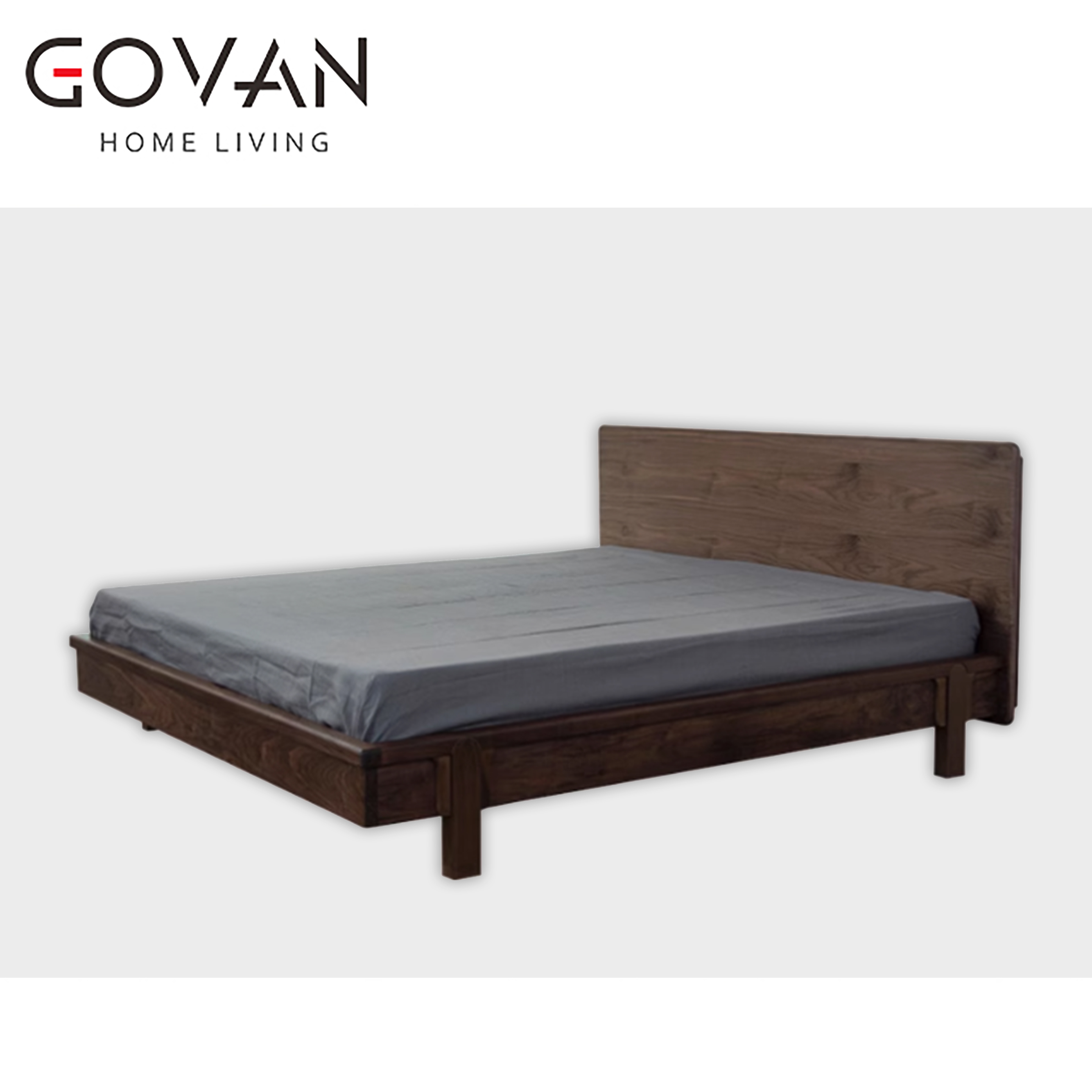 Wooden Furniture-Bed-New Chinese Black Walnut Solid Wood Bed