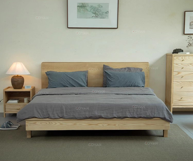 Wooden Furniture-Bed-New Chinese Black Walnut Solid Wood Bed