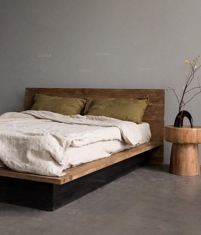 Wooden Furniture-Bed-Nordic Vintage Solid Wood Bed