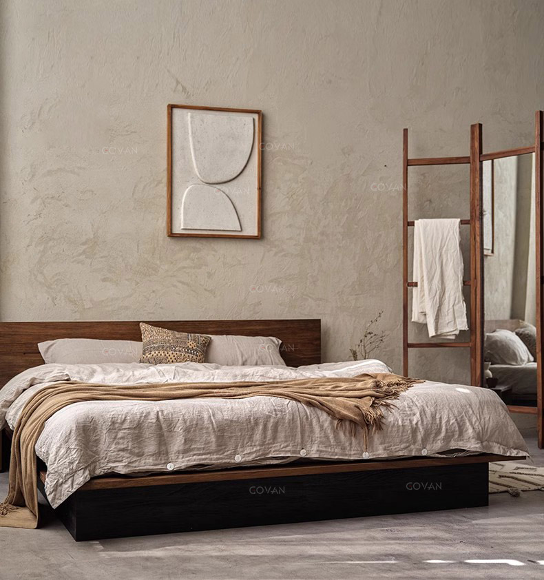 Wooden Furniture-Bed-Nordic Vintage Solid Wood Bed