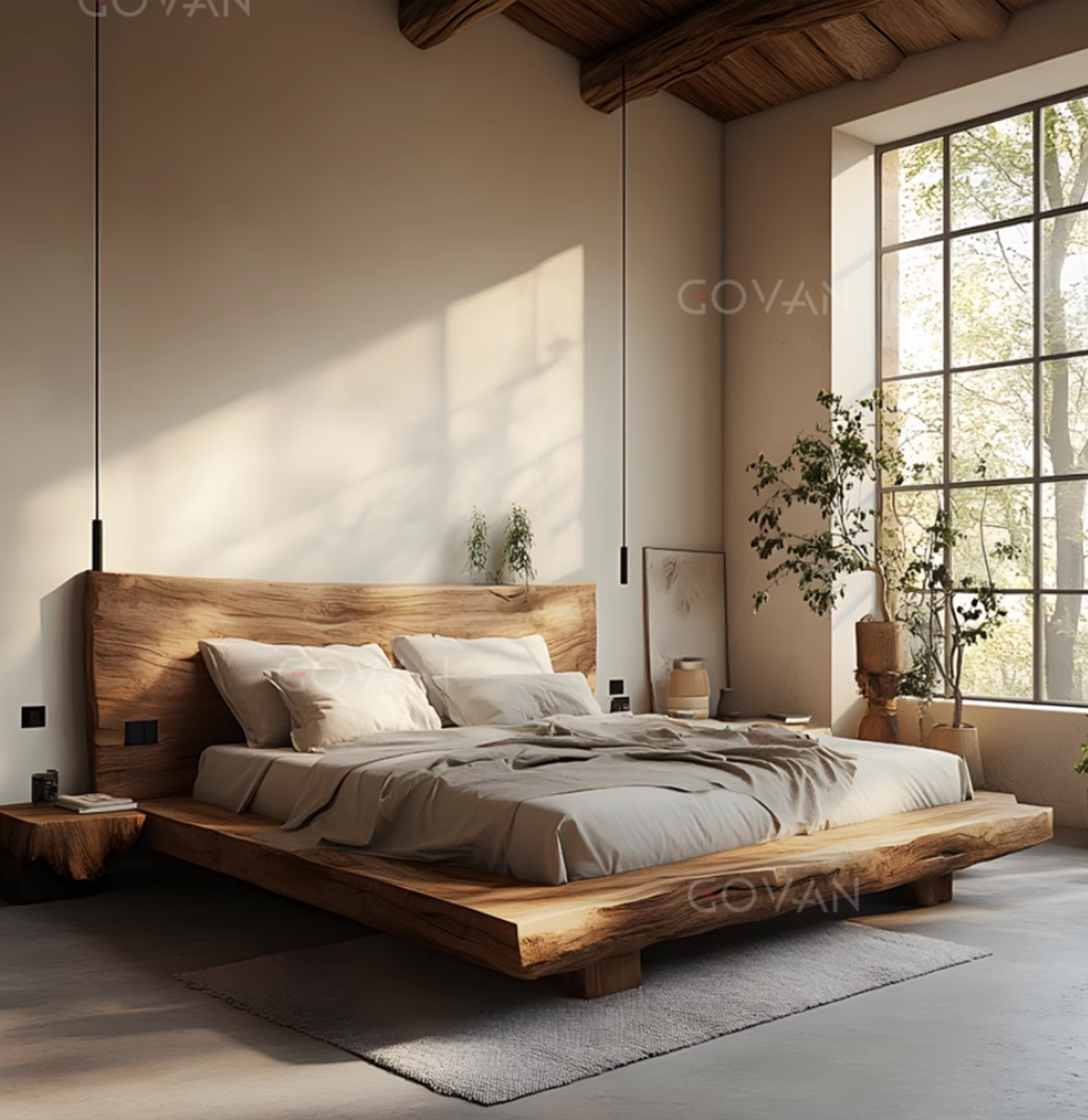 Wooden Furniture-Bed-Ancient Style Wooden Bed