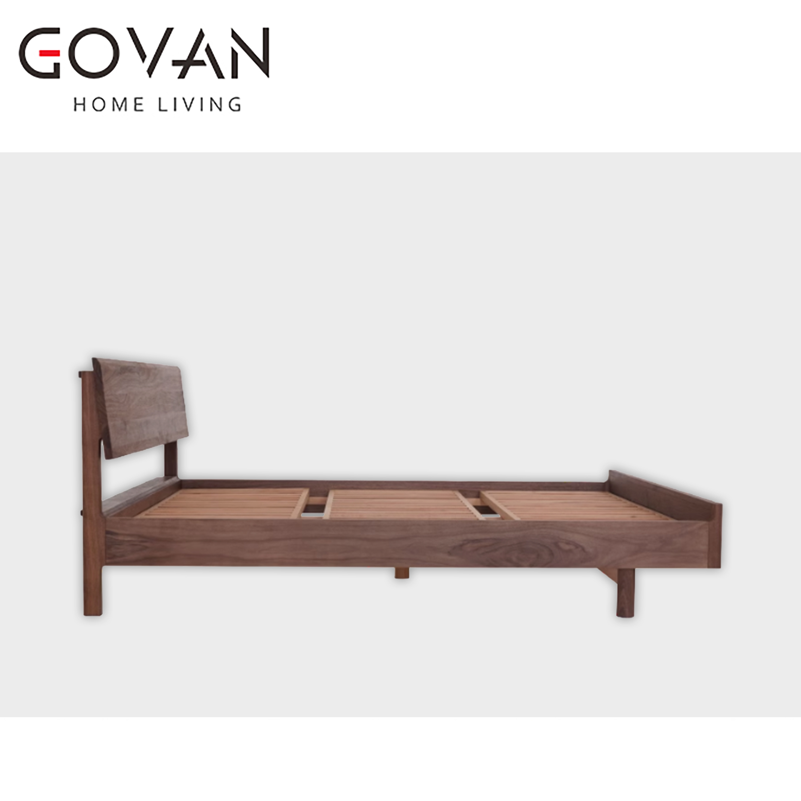 Wooden Furniture-Bed-Nordic Black Walnut Natural Edge Solid Wood Bed