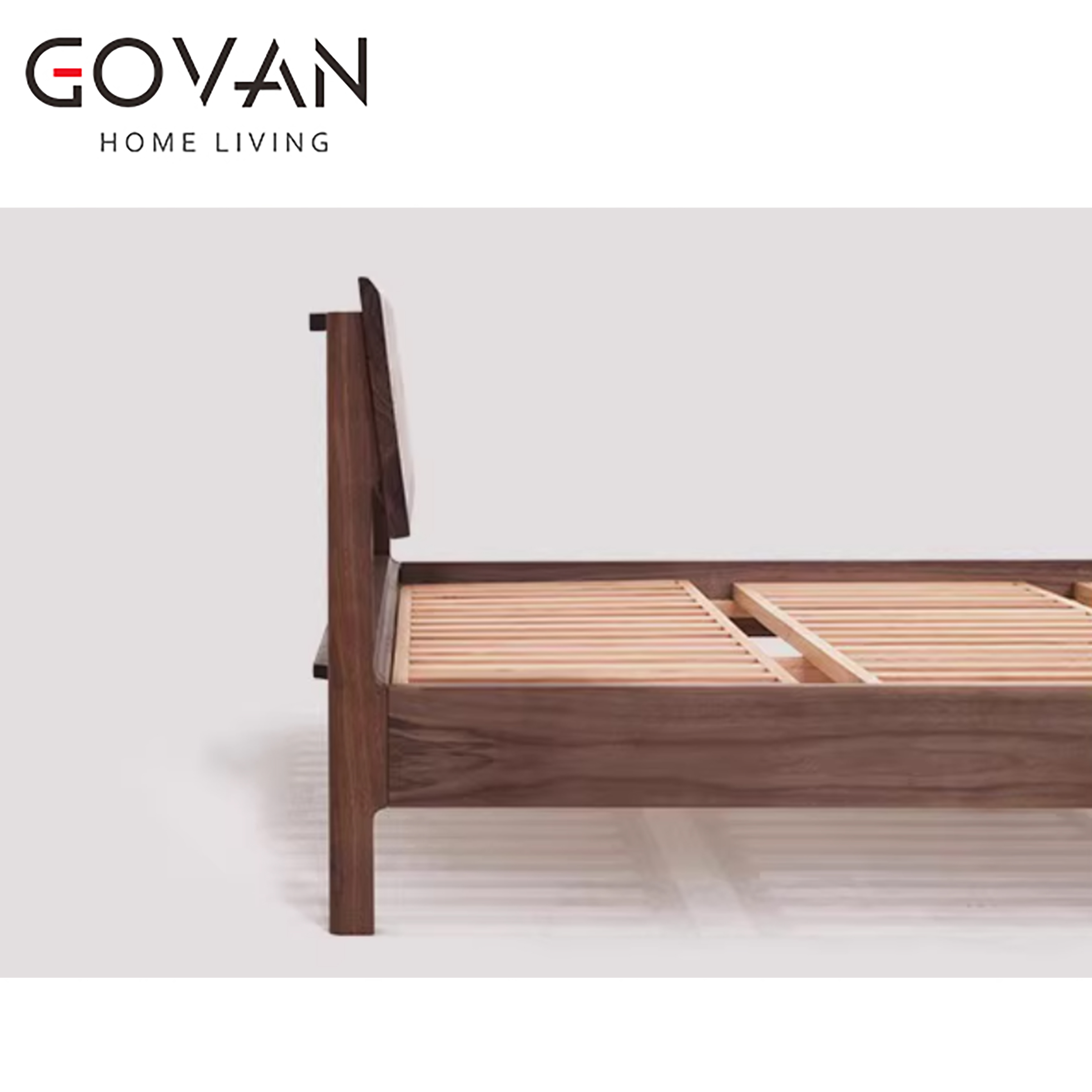 Wooden Furniture-Bed-Nordic Black Walnut Natural Edge Solid Wood Bed