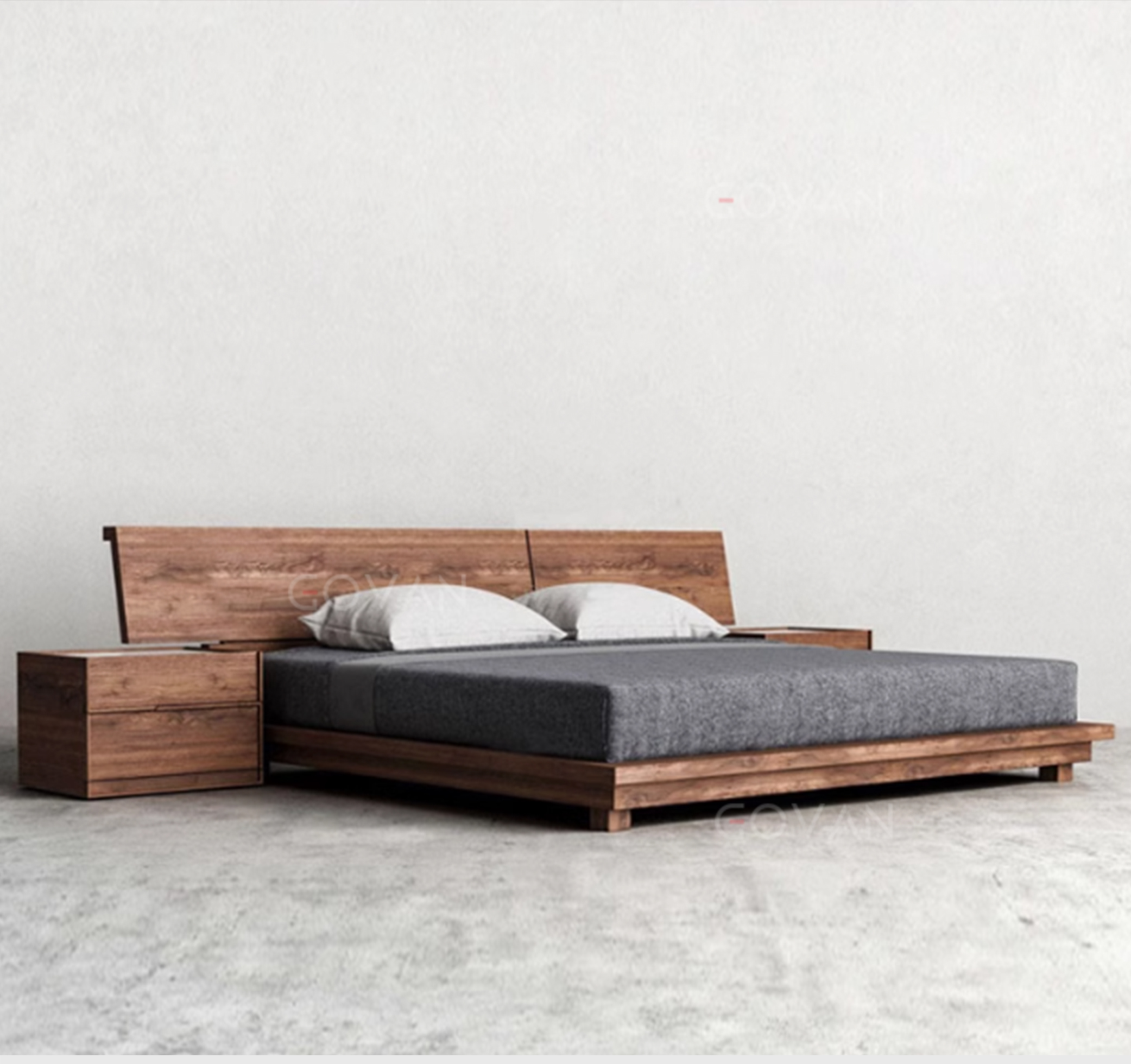 Wooden Furniture-Bed-Simple Modern Oak Bed