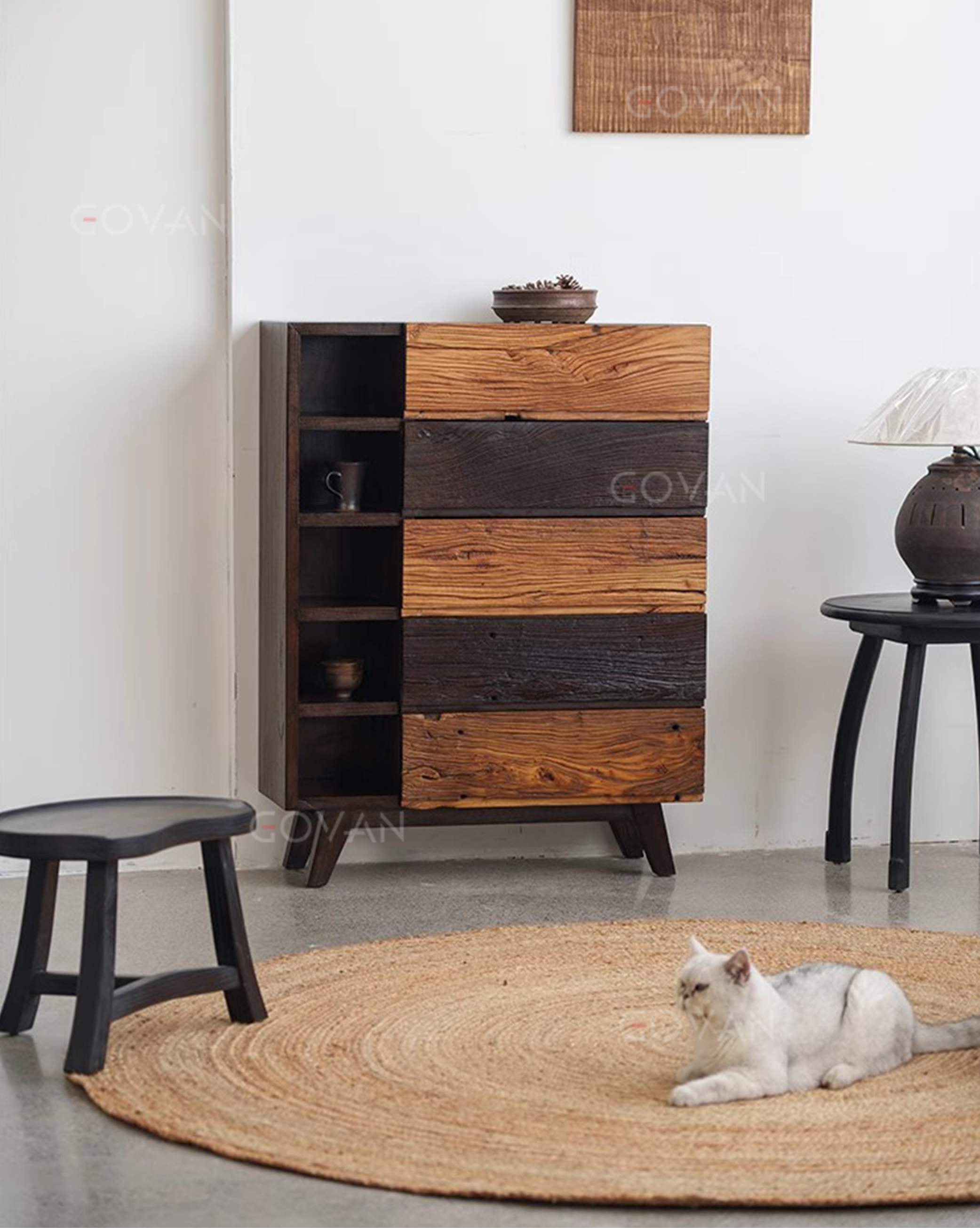 Wooden Furniture-Sideboard-Solid Wood Five-Drawer Cabinet