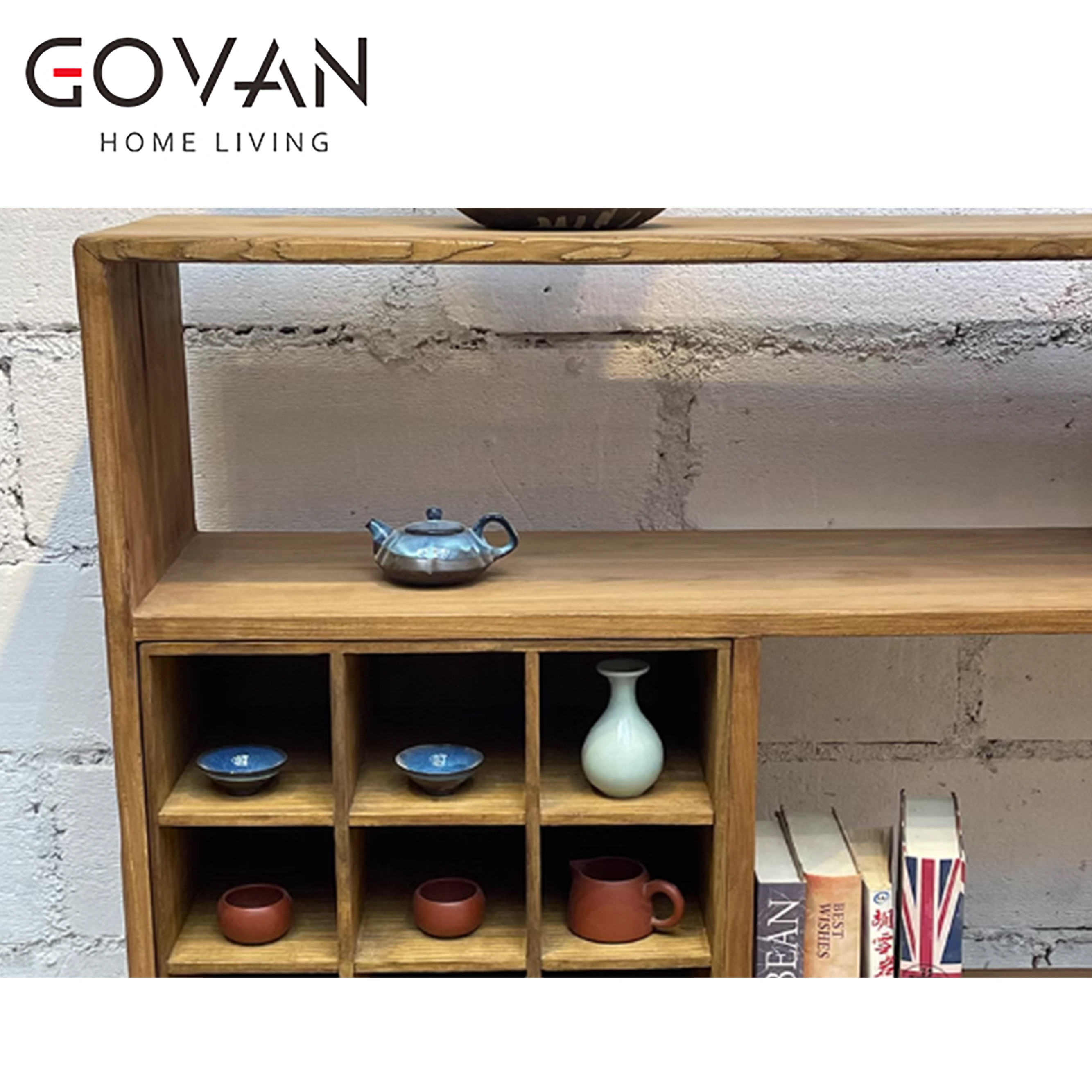 Wooden Furniture-Sideboard-New Chinese Square Inch Lattice Entrance Cabinet