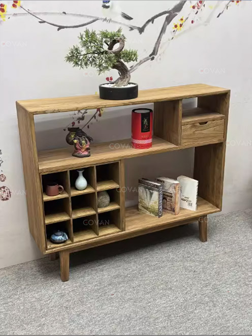 Wooden Furniture-Sideboard-New Chinese Square Inch Lattice Entrance Cabinet