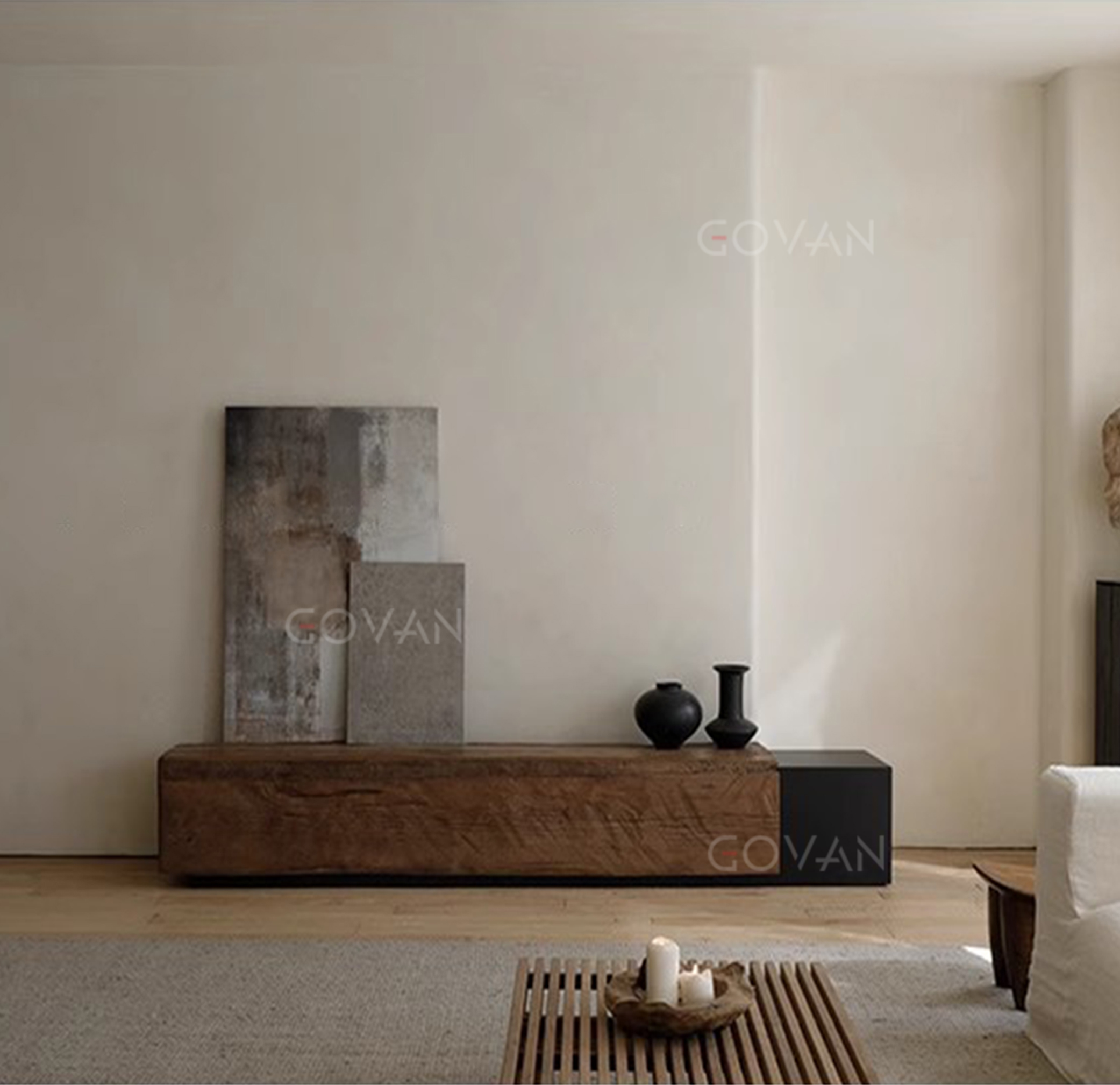 Wooden Furniture-TV Cabinet-Long Wooden Stake TV Stand