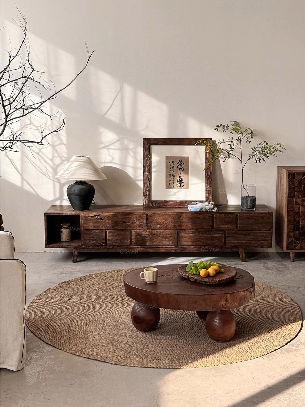Wooden Furniture-TV Cabinet-Old elm TV cabinet