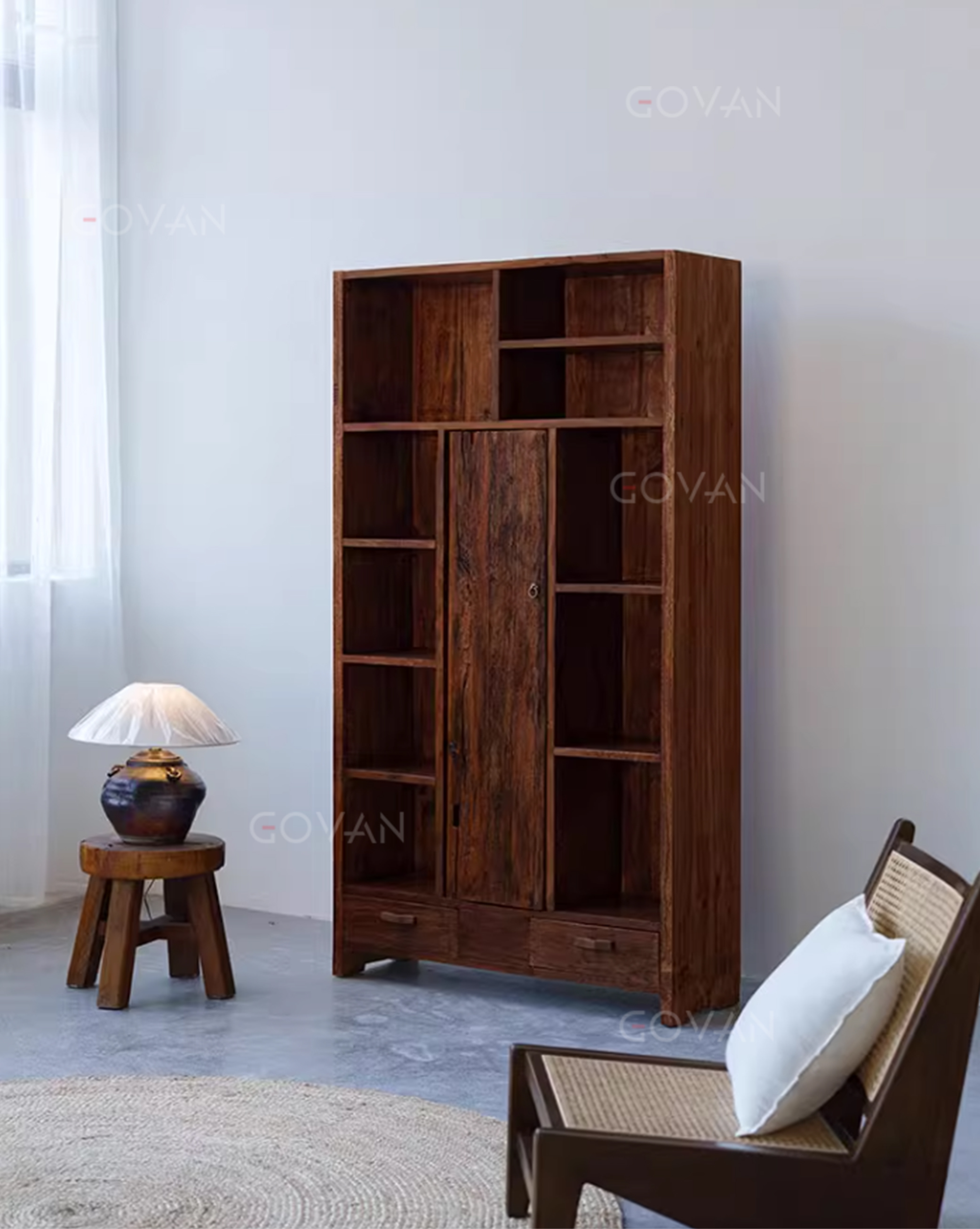 Wooden Furniture-Bookcase-Surprise Quiet Wind Ancient Solid Wood Shelving