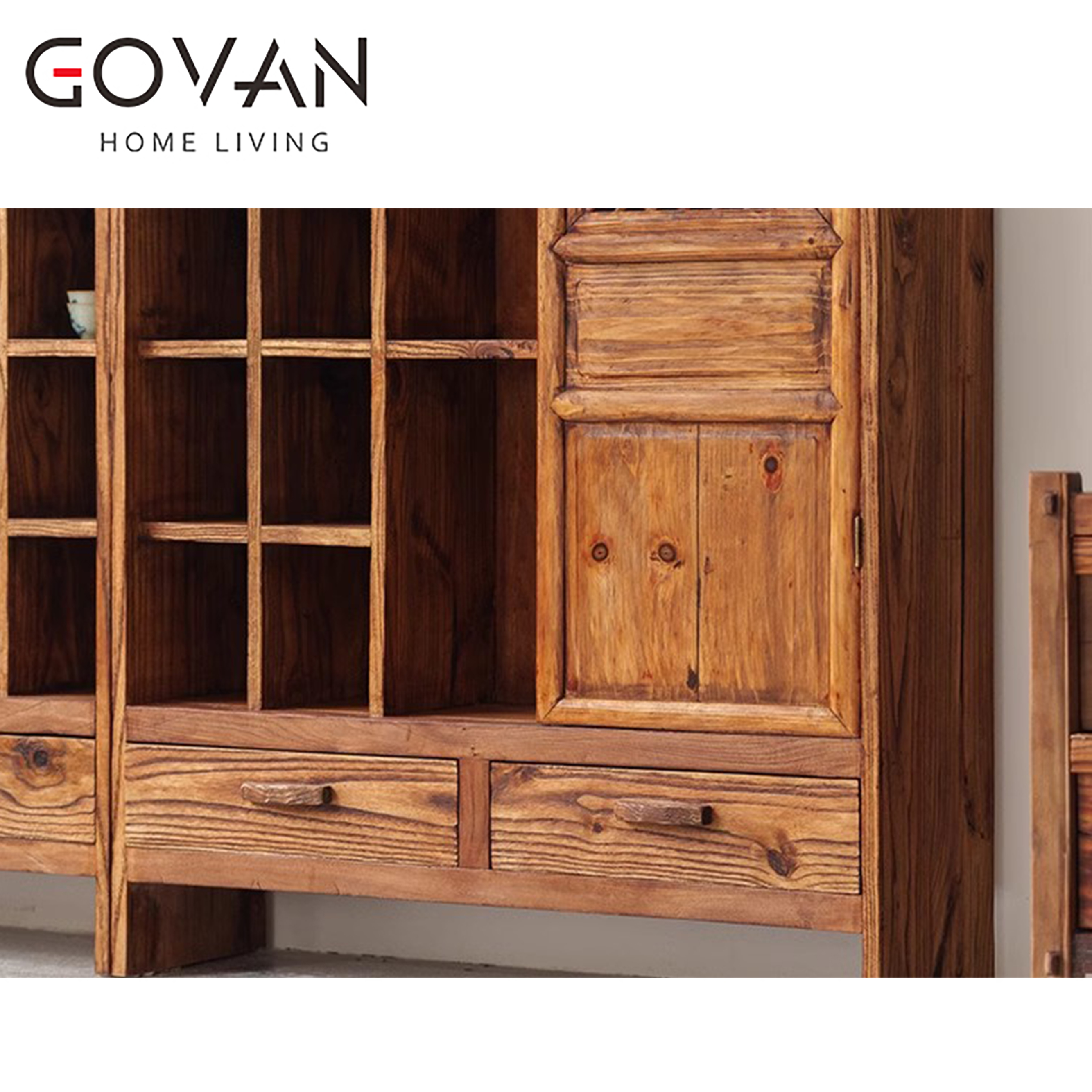 Wooden Furniture-Bookcase-Surprise Silent Wind Solid Wood Antique Frame