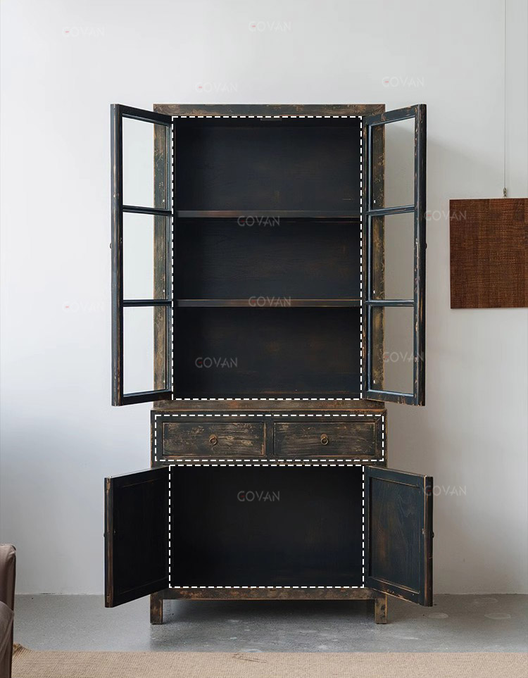 Wooden Furniture-Bookcase-Solid Wood Glass Bookcase