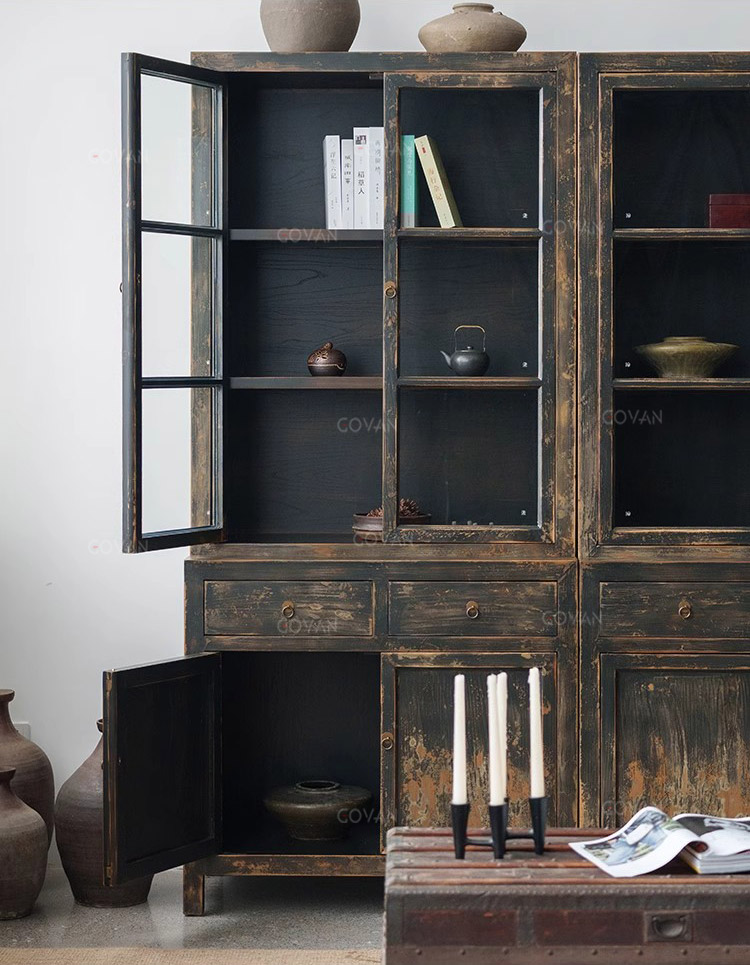 Wooden Furniture-Bookcase-Solid Wood Glass Bookcase