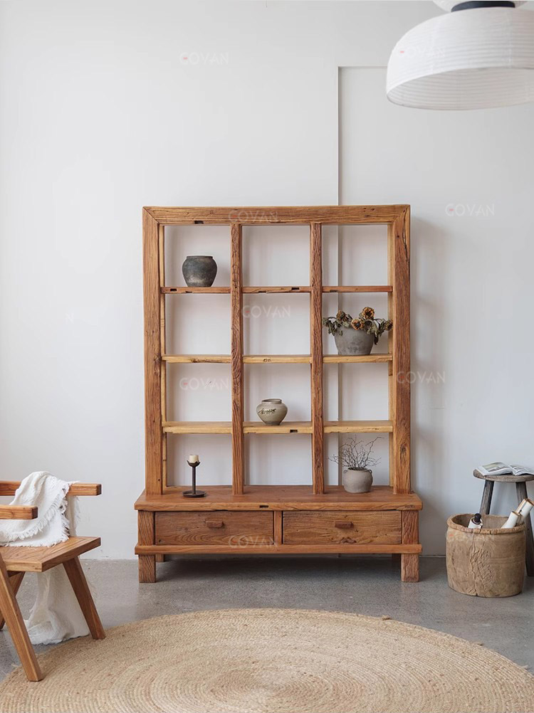 Wooden Furniture-Bookcase-Weathered Old Wood Antique Frame