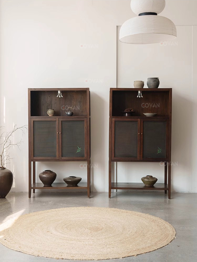 Wooden Furniture-Bookcase-Japanese Old Elm Antique Frame